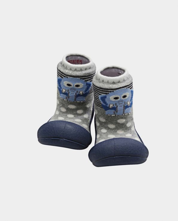 Zapatillas de bebé de la marca Attipas modelo zoo elefante gris topos