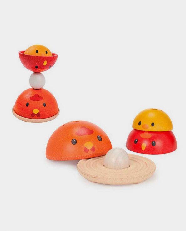 Juguete montessori encajable nido de pollitos de plan toys