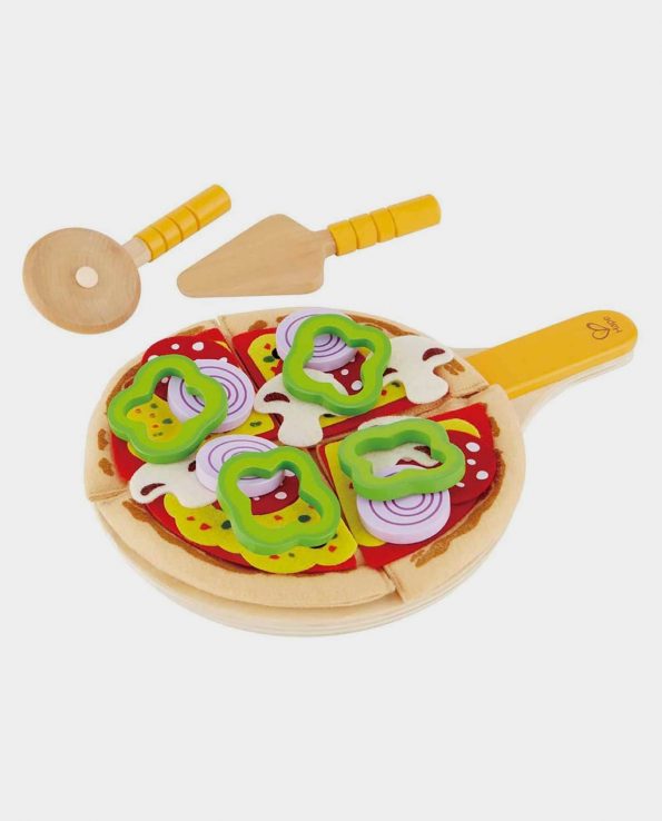 Pizza de juguete para niños de madera de Hape Juego simbolico cocinero montessori waldorf