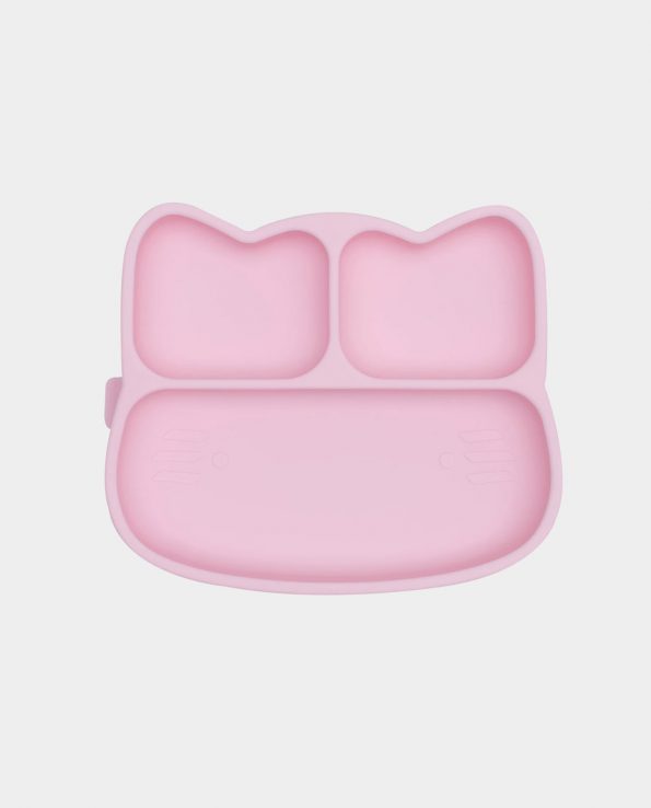 Plato con ventosa silicona alimenticia sin tóxicos forma de gato rosa