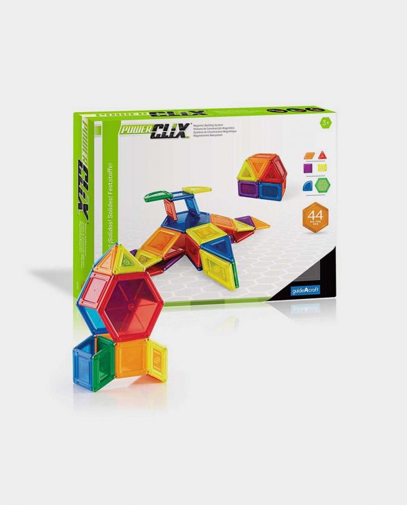 Juego magnético para niños Power Clix sólidos de 44 piezas