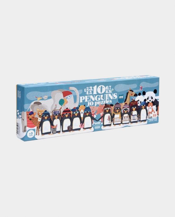 Puzzle progresivo de 55 piezas para niños 10 pingüinos de Londji