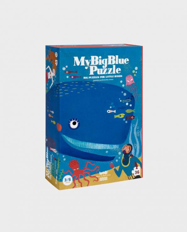 Puzzle para niños de la fauna marina y ballenas de Londji My Big Blue Puzzle