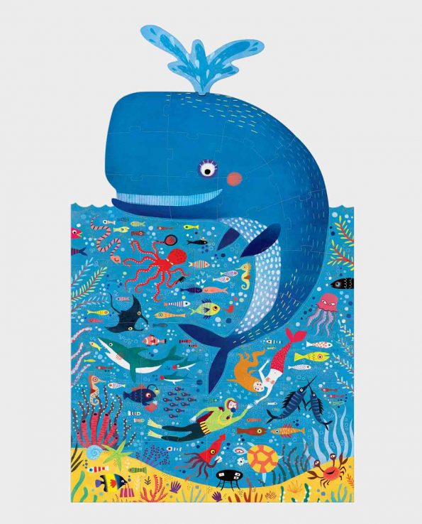 Puzzle para niños de la fauna marina y ballenas de Londji My Big Blue Puzzle