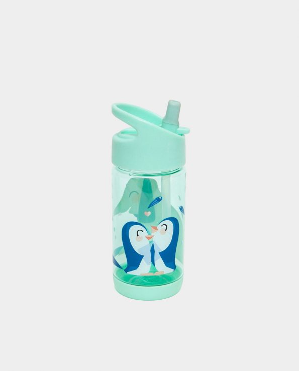 Botella para niño transparente de plástico ecológico sin tóxico con pajita elefante pingüino