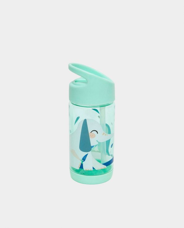 Botella para niño transparente de plástico ecológico sin tóxico con pajita elefante pingüino