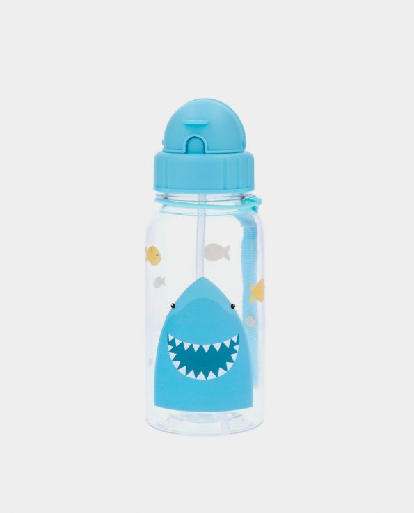 Botella para niño transparente de plástico ecológico sin tóxico con pajita tiburón