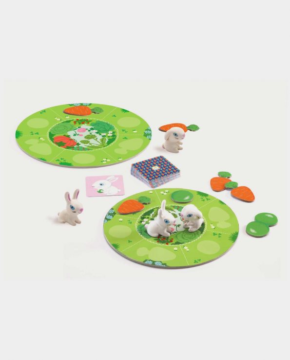 Juego de mesa para niños de recolección y asociación con conejos y zanahorias Little Collect de Djeco