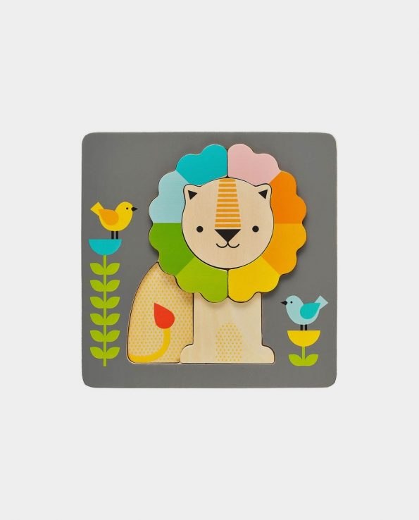 Puzzle para niños de madera con forma de león de Petit Collage