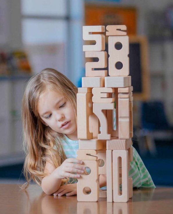 Sumblox Bloques Matemáticos de madera para niños con números grandes de madera