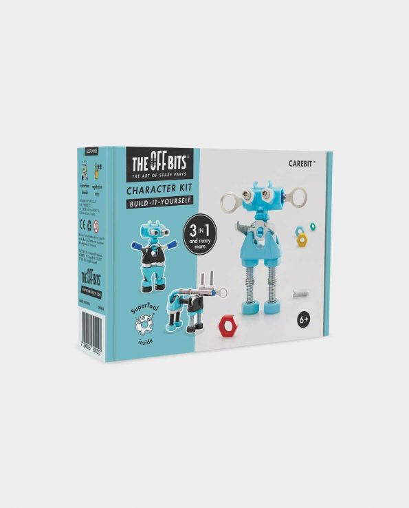Juego de piezas con tornillos y engranajes para crear animales mecánicos The OFFBITS Carebit Robot azul 3 en 1