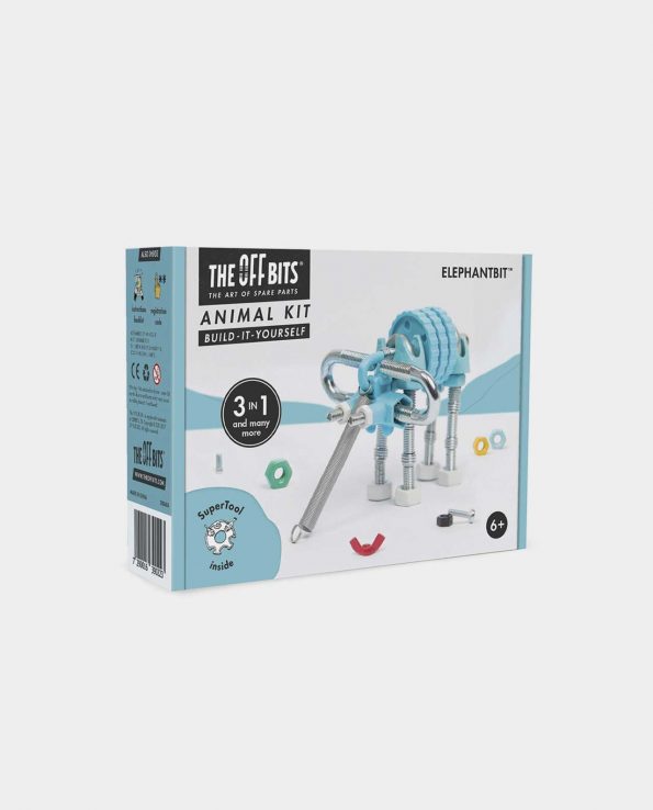 Juego de piezas con tornillos y engranajes para crear animales mecánicos The OFFBITS Elephantbit Robot azul 3 en 1