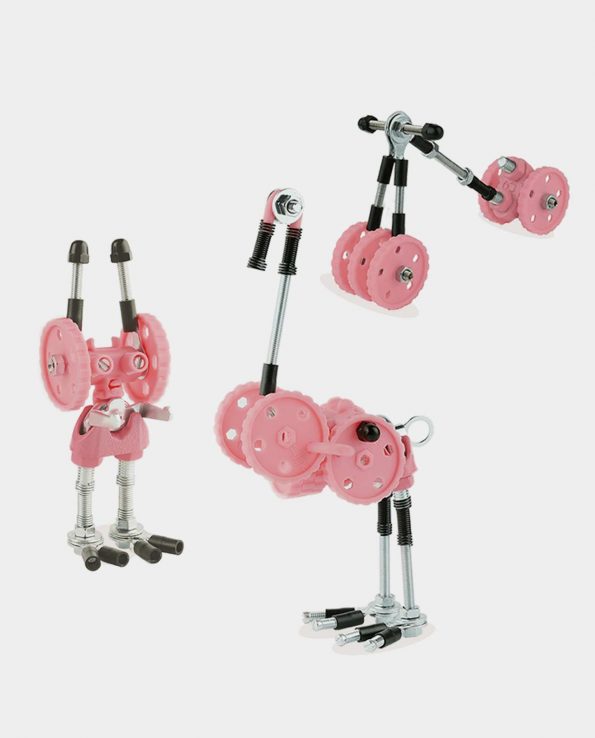 Juego de piezas con tornillos y engranajes para crear animales mecánicos The OFFBITS Flamingobit Robot rosa 3 en 1