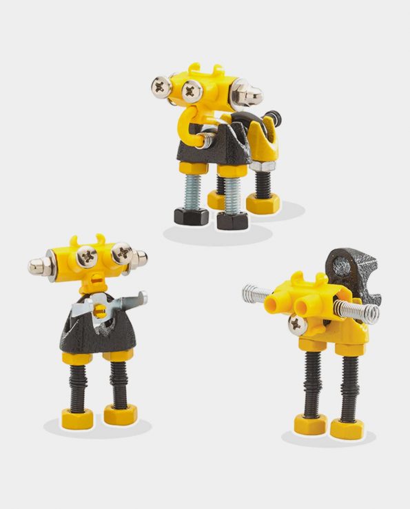 Juego de piezas con tornillos y engranajes para crear animales mecánicos The OFFBITS Infobit Robot Amarillo 3 en 1