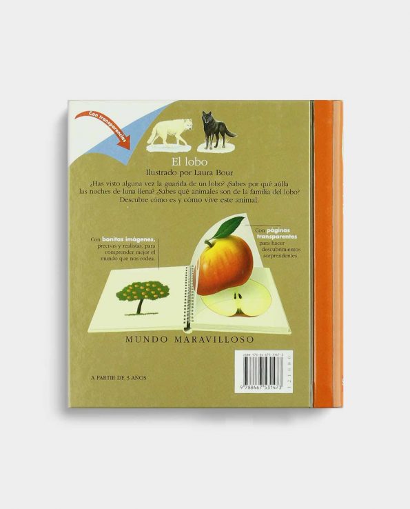 Libro infantil para niños con trasnparencias sobre los lobos de SM Laura Bour