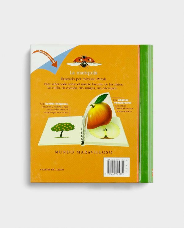 Libro infantil para niños con trasnparencias sobre las mariquitas de SM Pascale De Bourgoing