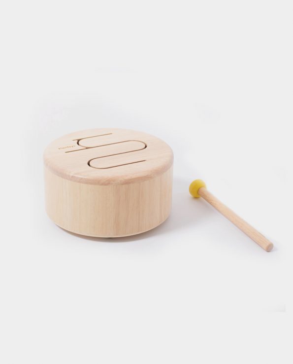 Tambor de madera para niños sólido sin estampar de madera natural de plan toys