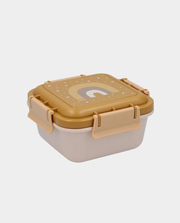 Caja Almuerzo Arcoiris mostaza para niños con compartimentos