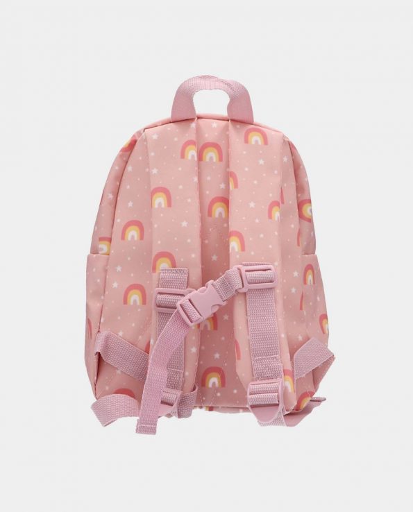 mochila para niños estampado arcoiris rosa para el colegio