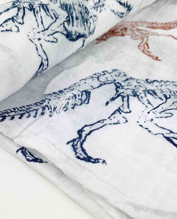 Muselina de algodón para bebes de Little Unicorn Esqueletos fosiles dinosaurios