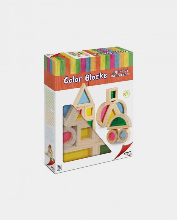 Color Blocks 12 piezas Cayro bloques de madera de construcción para niños montessori