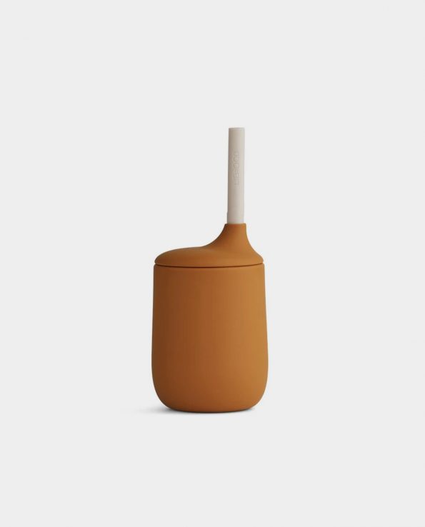 Vaso con Pajita Silicona Mustard – Sandy Mix Liewood