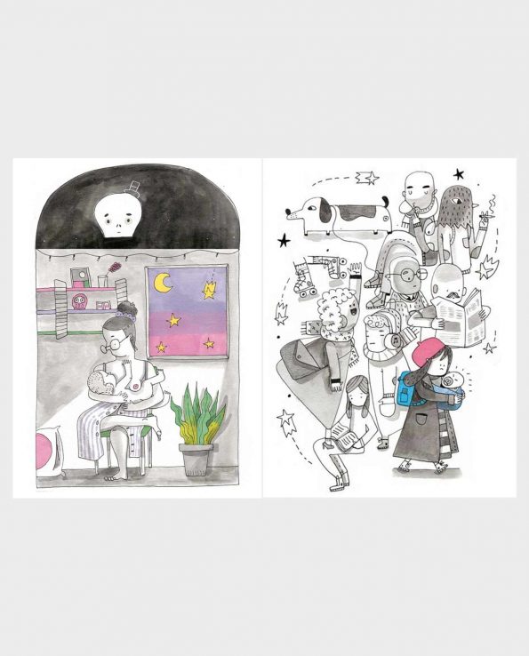 Libro ilustrado sobre el embarazo cómic El Meteorito de la ilustradora Amaia Arrazola