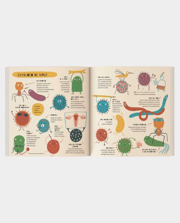 Libro La Vida Secreta de los Virus libro ilustrado sobre viros para niños coronavirus