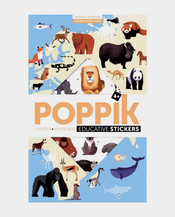 Gran Poster de Pegatinas Animales del Mundo - Poppik