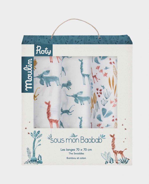 Pack 3 Muselinas Baobab 70x70 Moulin Roty