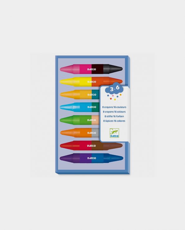 8 Lapices de Cera de Colores (16 colores) Djeco