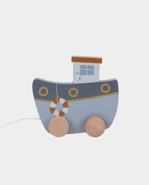 Barco de madera de arrastre de juguete para bebes de little dutch montessori