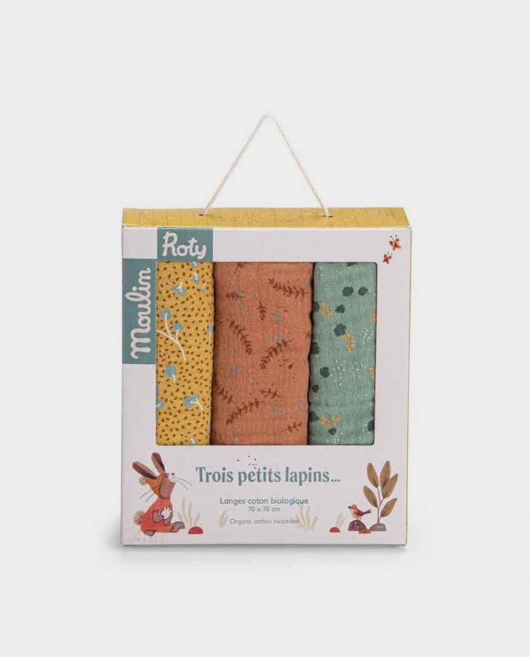 Juego 3 Muselinas Trois Petits Lapins Moulin Roty