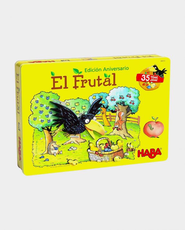 La esencia de El Frutal original se mantiene en el diseño del tablero, en los detalles de las piezas de fruta de madera, en el dado de colores y en las cestitas.