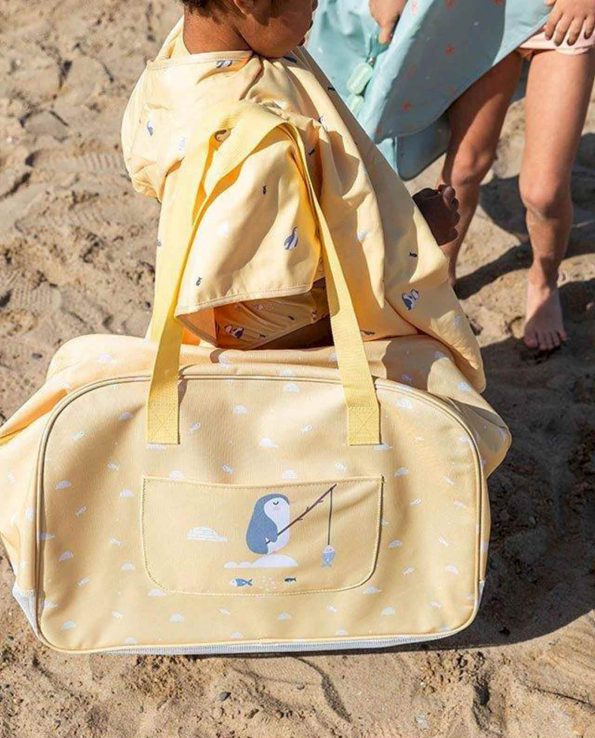 Bolsa de Playa con Rejilla Pingüinos Amarillo
