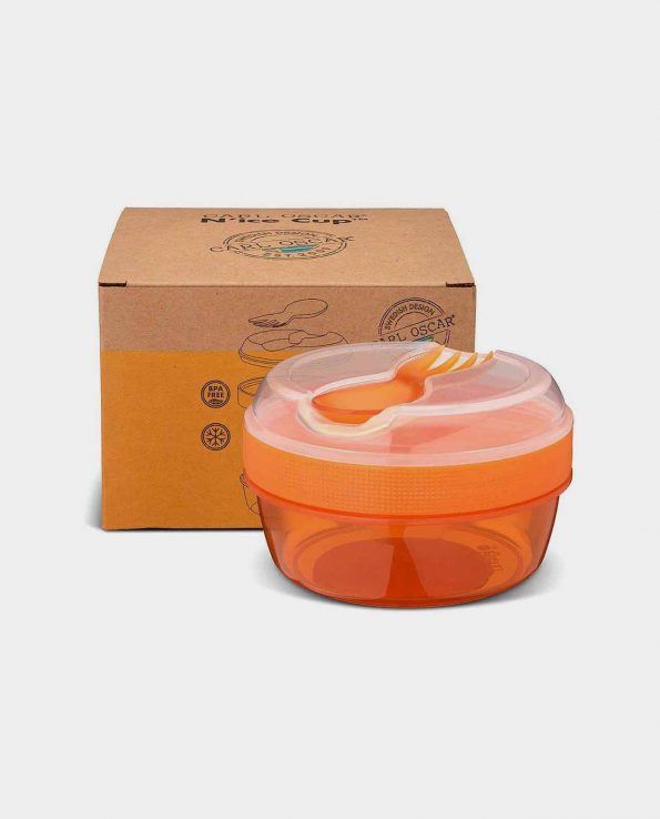 Caja Almuerzo con Tapa Refrigerante Naranja